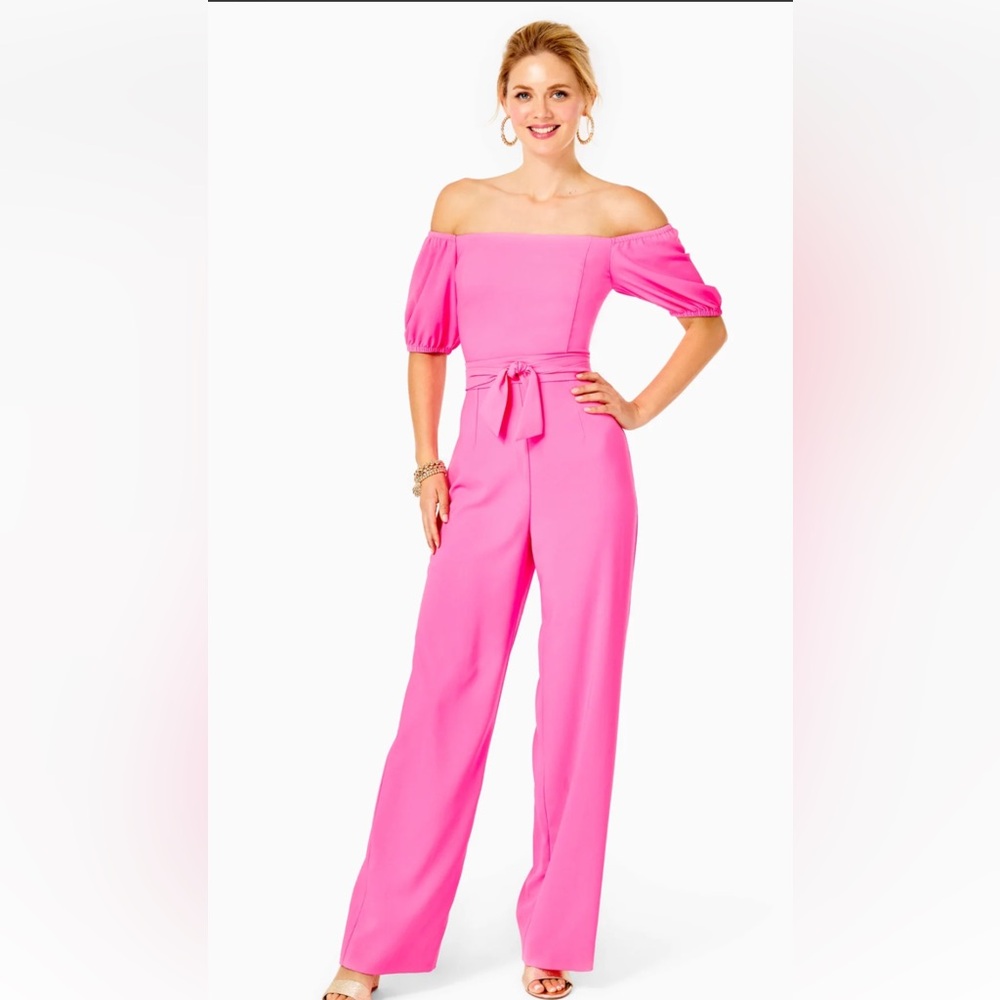 Lilly Pulitzer  Jada Vibrant Pink Off-Shoulder Jumpsuit